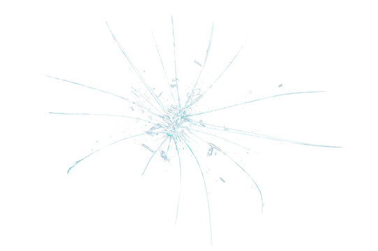 broken glass with sharp pieces isolated on white