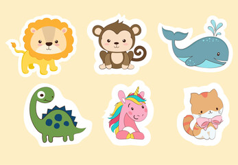 cute cartoon-style animated sticker of animals