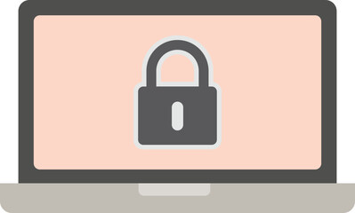 Locked  Portable Computer Icon, Security System Computer Symbol