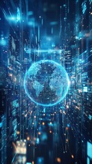 Fototapeta premium Global Network Digital World Abstract Futuristic Technology Data Visualization Cyber Space Innovation