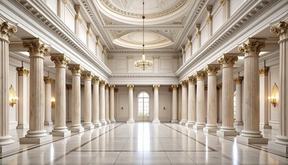 Fototapeta premium hallway featuring symmetrical columns and marble floors in a neoclassical style