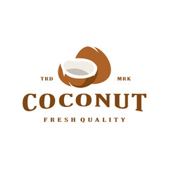 coconut vintage logo design vector stock illustration