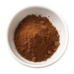 Coffee powder in white bowl isolated on transparent background