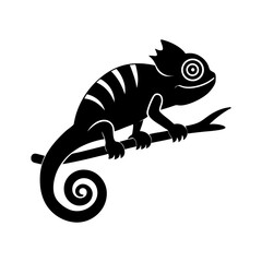 chameleon on a branch vector art silhouette