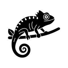 chameleon on a branch vector art silhouette