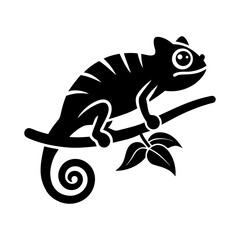 chameleon on a branch vector art silhouette