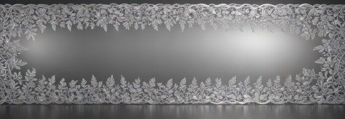 Silver leaf lace border, shimmering metallic backdrop, abstract, shiny, texture