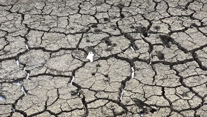 Land dried up and cracked due to drought and shortage of rain