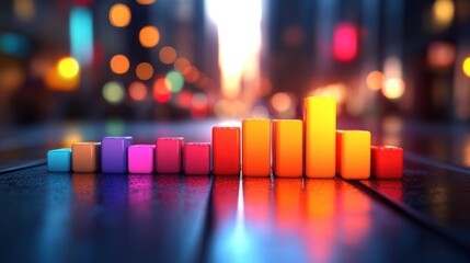 Colorful bar graph on city street