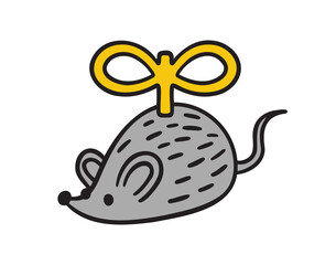  clockwork mouse toy mouse icon doodle hand drawn. colorful cartoon line drawing clipart symbol