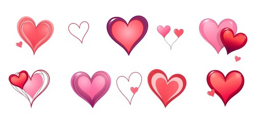 Elegant collection of heart vector illustrations perfect for Valentine's Day cards and posters, set, valentine's day