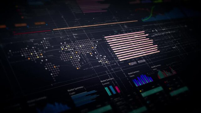 Dynamic data visuals for business info graphics, animated charts, and data-driven insights for a business meeting mock-up. Explore the world of trading, stock exchanges, and crypto