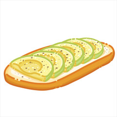 Vector Illustration of Avocado Toast with Fresh Ingredients – Perfect for Healthy Breakfast Concepts