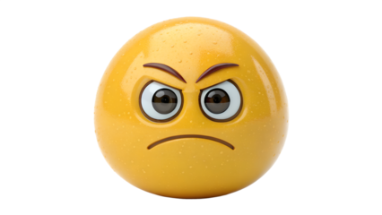 A yellow emoji with an angry expression on a black background