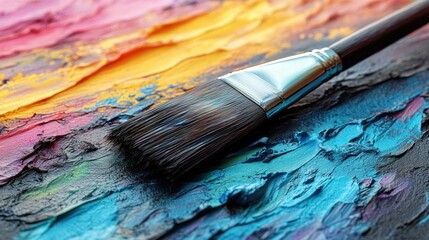 Obraz premium Colorful vibrant textured painting with a paintbrush