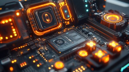 Fototapeta premium High-tech motherboard close-up