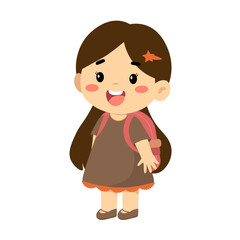 Happy Girls Kindergarten Illustration