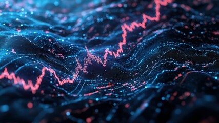 Stock market graph with blue dots visualization