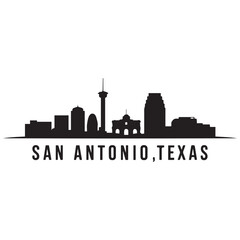 Fototapeta premium San Antonio skyline horizontal banner. Black San Antonio, Texas. Vector template for your design. Vector black silhouette. with white background