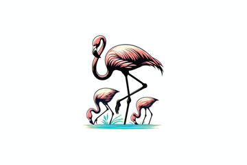 A Greater Flamingo bird vector low fidelity image made by adobe illustrator. eps
