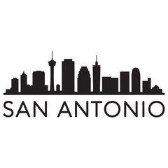 Naklejka premium San Antonio skyline horizontal banner. Black San Antonio, Texas. Vector template for your design. Vector black silhouette. with white background