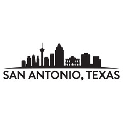 Fototapeta premium San Antonio skyline horizontal banner. Black San Antonio, Texas. Vector template for your design. Vector black silhouette. with white background