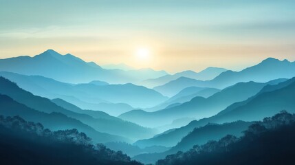 Obraz premium Misty mountain sunrise landscape