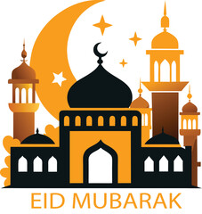 Eid ul Adha silhouette vector design on transparent background