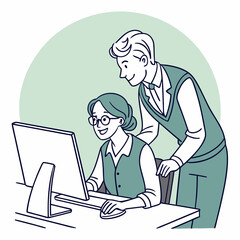 Teamwork and Collaboration Helping Coworker with Problems at the Office	