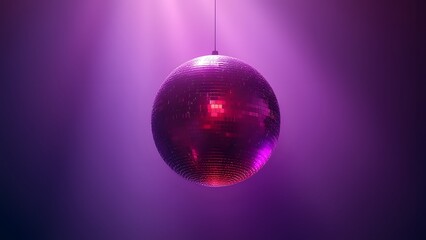Fototapeta premium Purple Disco Ball Hanging Nightclub Party Light