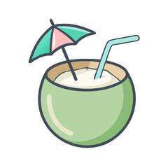 Fresh Coconut Drink with Straw