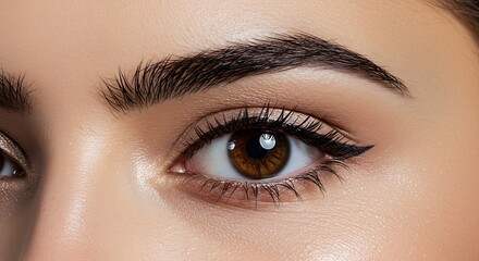 Obraz premium Eye Closeup with Eyeliner and Well-groomed Eyebrow