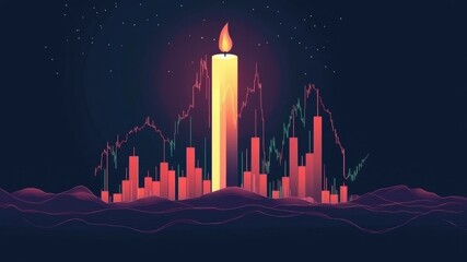Candle metaphor rising on crypto market