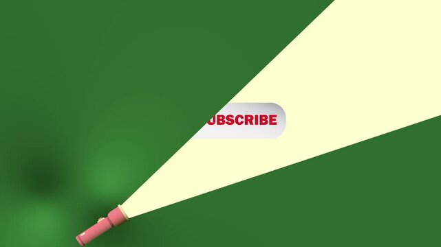 Animated Flashlight Reveal Subscribe Button with Notification Bell. Ideal for YouTube intro, outros, call-to-action elements, and engaging subscriber prompts in videos. The animation is clean, modern. - Powered by Adobe