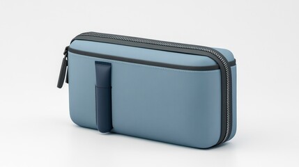 Light Blue Zippered Case on White Background