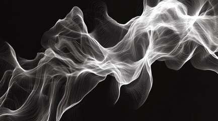 Fototapeta premium Abstract flowing white lines on black background