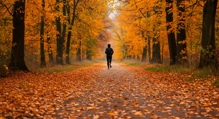 runner,  running,  jog, Runner in Autumnal Forest Path