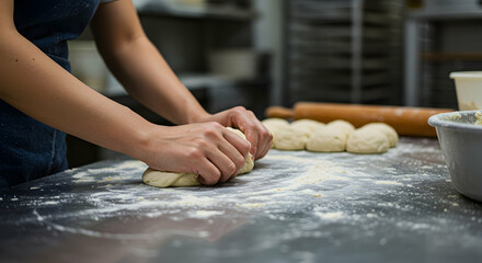 baker,  baking,  bread, Baker's Hands Shaping Dough