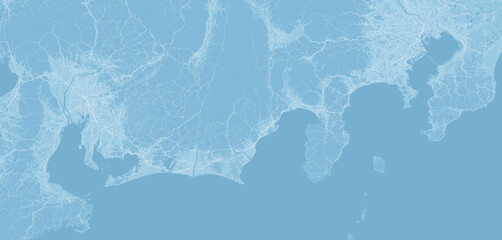 日本の東海地方の水色の衛星写真風イラスト © goleiro35