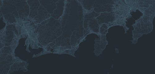 日本の東海地方のデジタルネットワーク風イラスト