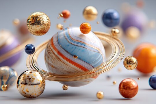 Colorful celestial spheres in motion