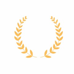 gold laurel wreath,  circular laurel foliate on white background, achievement, award, heraldry, nobility, laurel foliate, medal, victory, win, crown winner, trophy, 