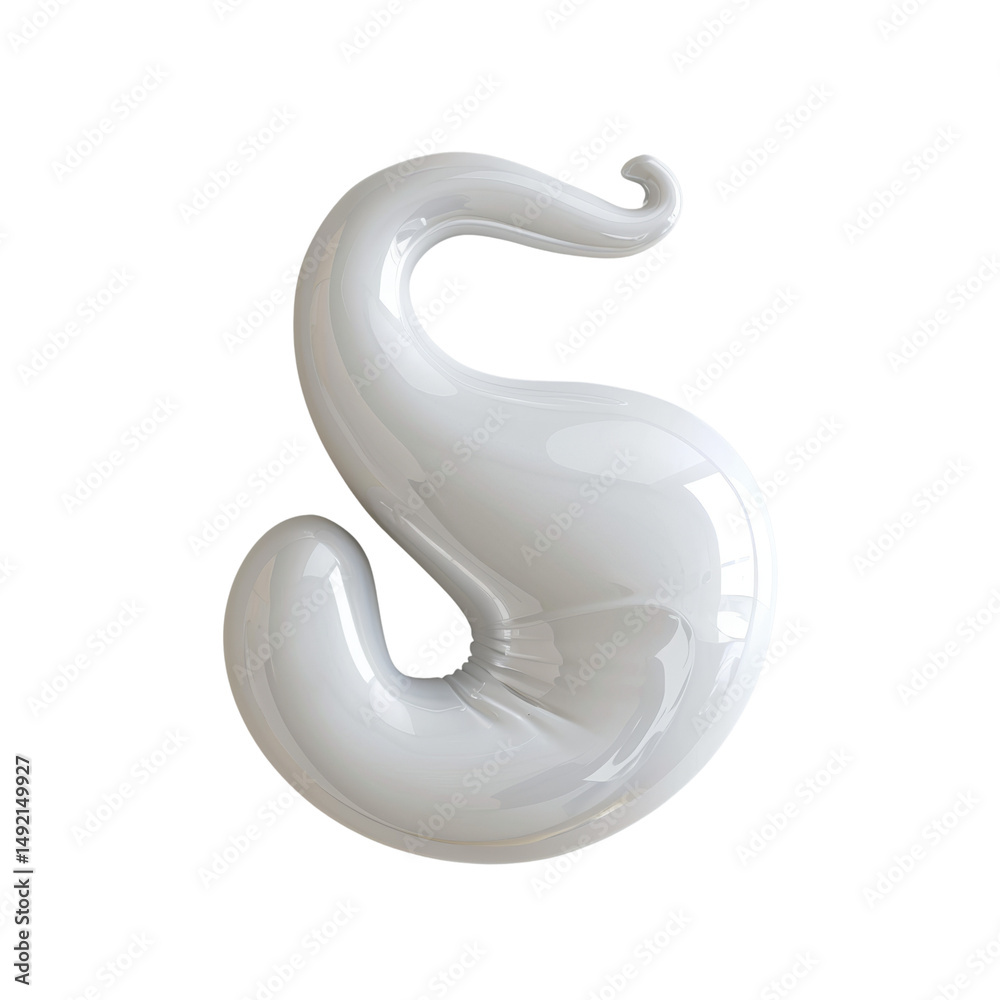 Poster Glossy sculptural form with sinuous curves, presented on a pristine white backdrop