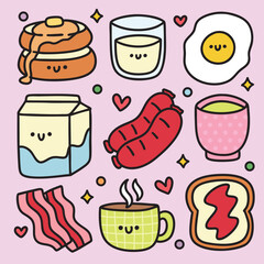 Cute Colorful Hand Drawn Doodles Elements