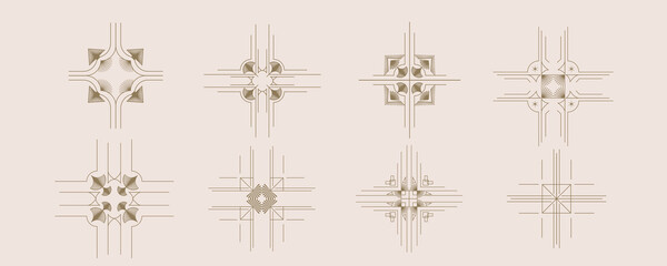 Vintage art deco object element for icon and decoration with square