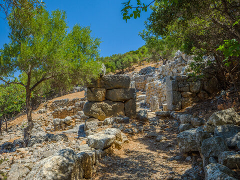 Main gate remains of ancient city site (Ancient City of Lato, Kritsa, Crete, Greece)
