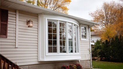 Modern home featuring a vinyl bay window with a clear view to the outside.