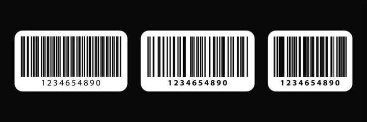 Barcode icon. Vector long barcode with numbers.