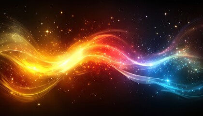 Fototapeta premium Abstract cosmic design with flowing light and shimmering star particles. Use it to evoke a sense of energy, wonder, or technological advancement.