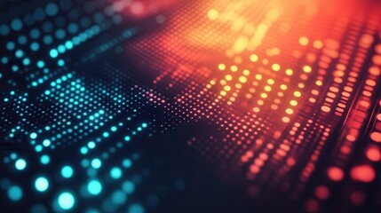 Abstract digital display with vibrant colors and dots